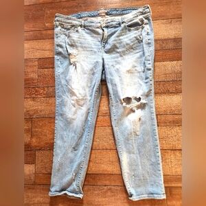 TORRID BOYFRIEND STRAIGHT DISTRESSED JEANS FEEL THE FIT- WOMENS SIZE 24-STRETCH